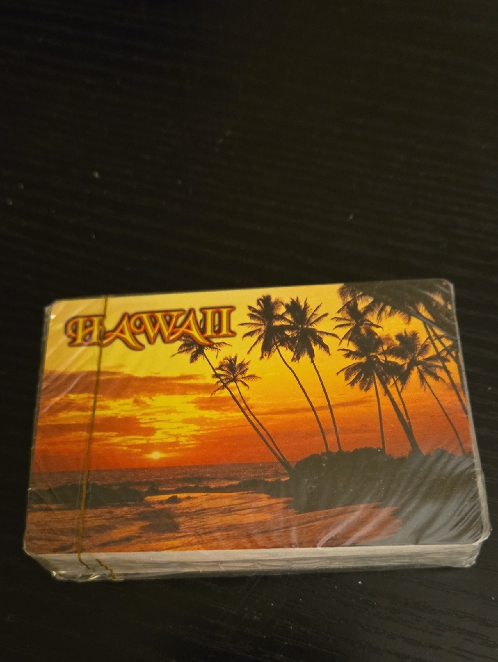 Hawaii Sunset Palm Tree Playing Cards - Orange & Black